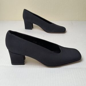 Enzo Angiolini 6M Black Block Heel Pumps Shoes Made In Spain